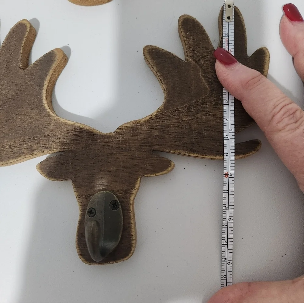 Rustic Brown Moose Wall Hooks, Set Of 4